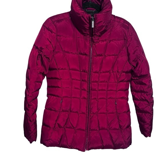 Calvin Klein Maroon Red High Neck Puffer Zip Up Coat sz XS - Picture 14 of 14